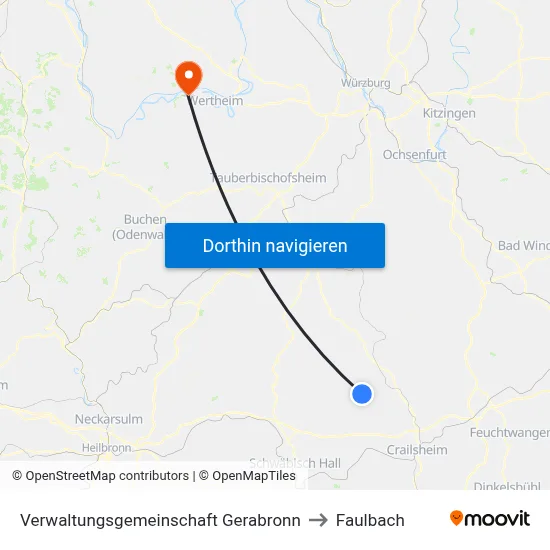 Verwaltungsgemeinschaft Gerabronn to Faulbach map