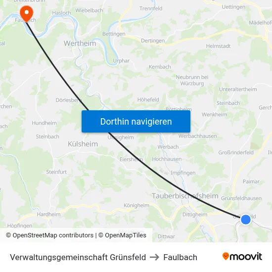 Verwaltungsgemeinschaft Grünsfeld to Faulbach map