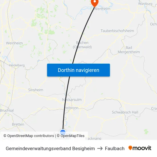 Gemeindeverwaltungsverband Besigheim to Faulbach map