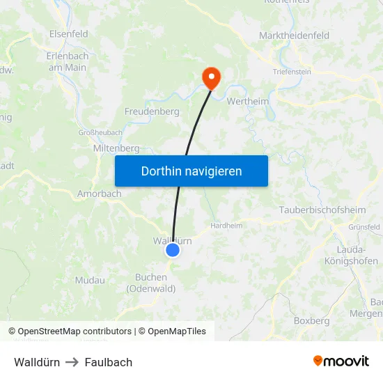 Walldürn to Faulbach map