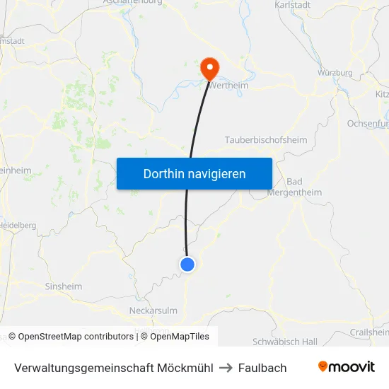 Verwaltungsgemeinschaft Möckmühl to Faulbach map