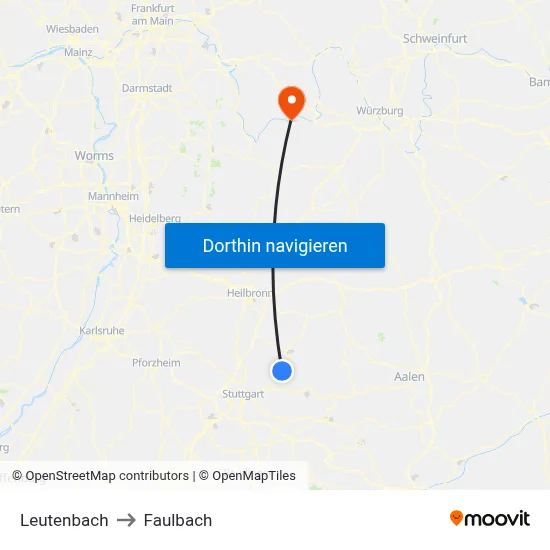 Leutenbach to Faulbach map