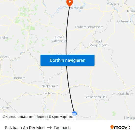 Sulzbach An Der Murr to Faulbach map