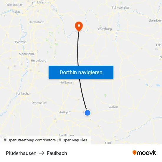 Plüderhausen to Faulbach map