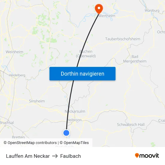 Lauffen Am Neckar to Faulbach map