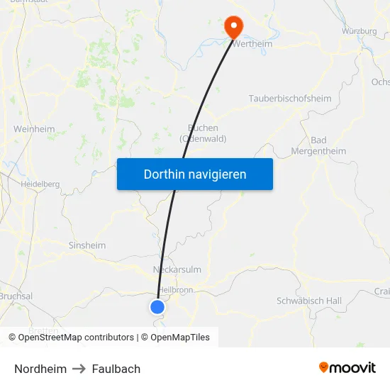 Nordheim to Faulbach map