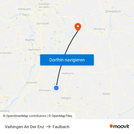 Vaihingen An Der Enz to Faulbach map