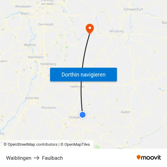 Waiblingen to Faulbach map