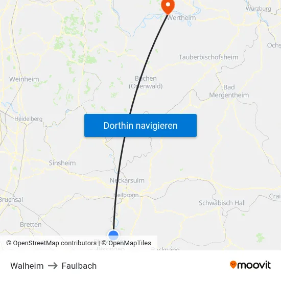 Walheim to Faulbach map