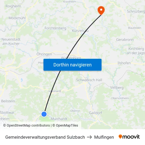 Gemeindeverwaltungsverband Sulzbach to Mulfingen map