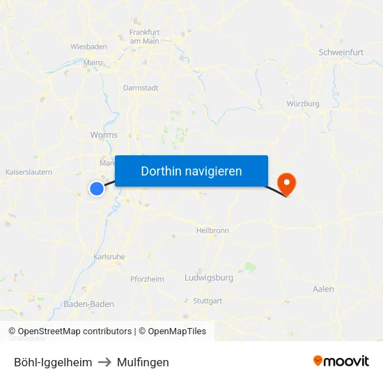 Böhl-Iggelheim to Mulfingen map