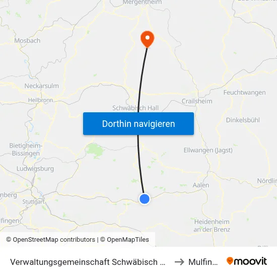 Verwaltungsgemeinschaft Schwäbisch Gmünd to Mulfingen map