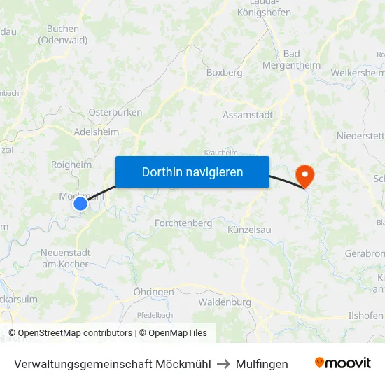 Verwaltungsgemeinschaft Möckmühl to Mulfingen map