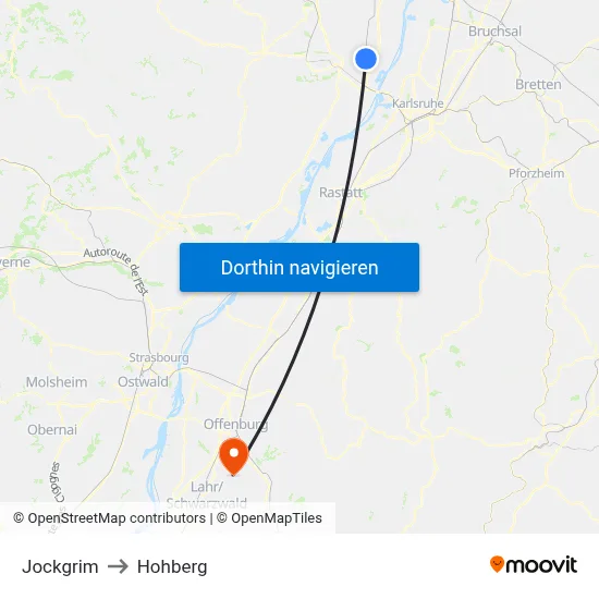 Jockgrim to Hohberg map