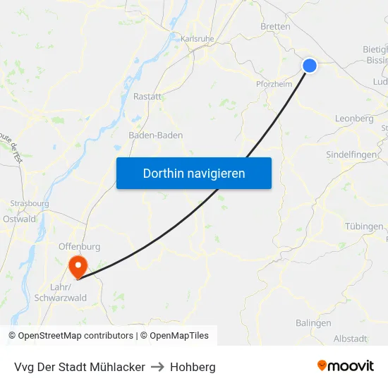 Vvg Der Stadt Mühlacker to Hohberg map