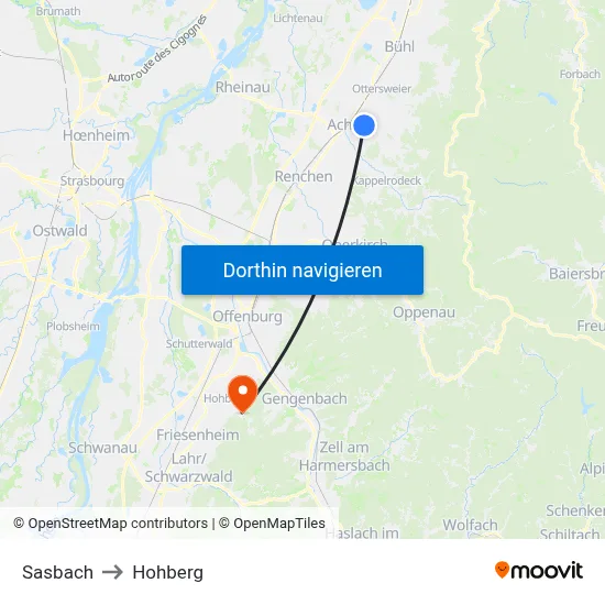 Sasbach to Hohberg map