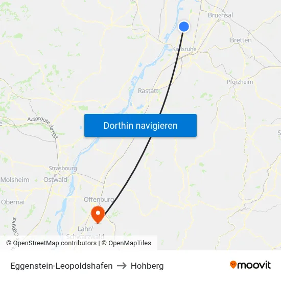 Eggenstein-Leopoldshafen to Hohberg map