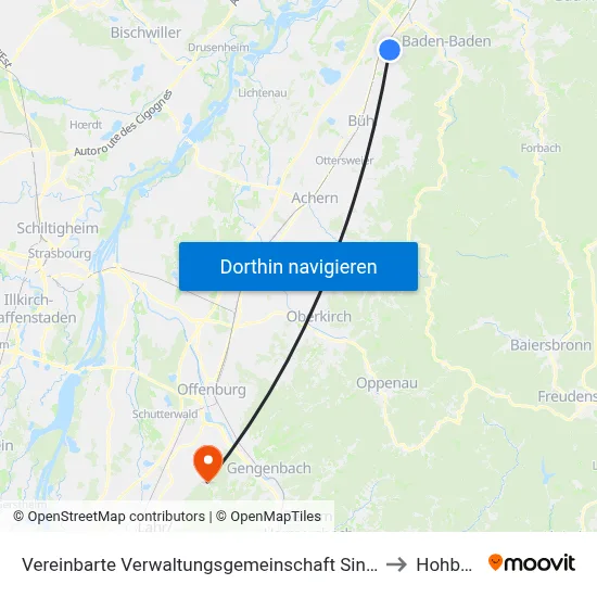 Vereinbarte Verwaltungsgemeinschaft Sinzheim to Hohberg map