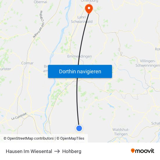 Hausen Im Wiesental to Hohberg map