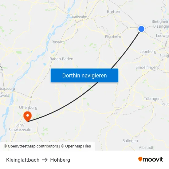 Kleinglattbach to Hohberg map