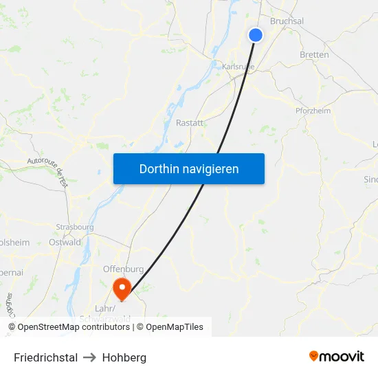 Friedrichstal to Hohberg map