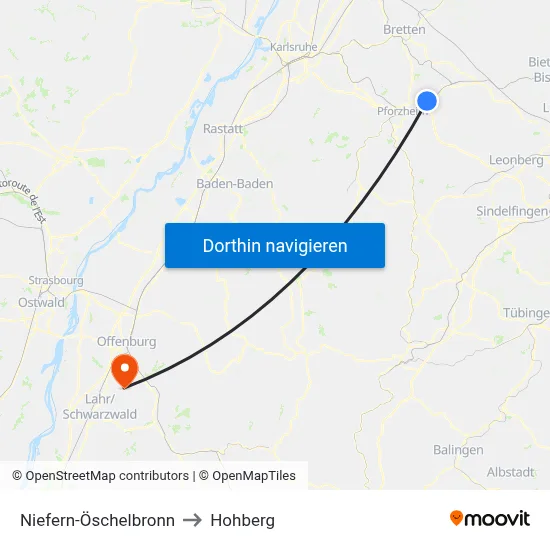 Niefern-Öschelbronn to Hohberg map