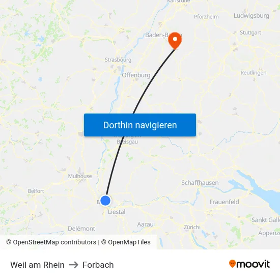 Weil am Rhein to Forbach map