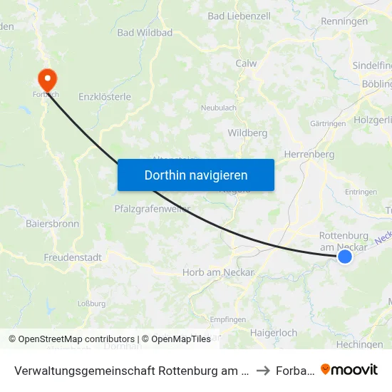 Verwaltungsgemeinschaft Rottenburg am Neckar to Forbach map