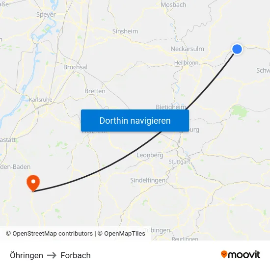 Öhringen to Forbach map