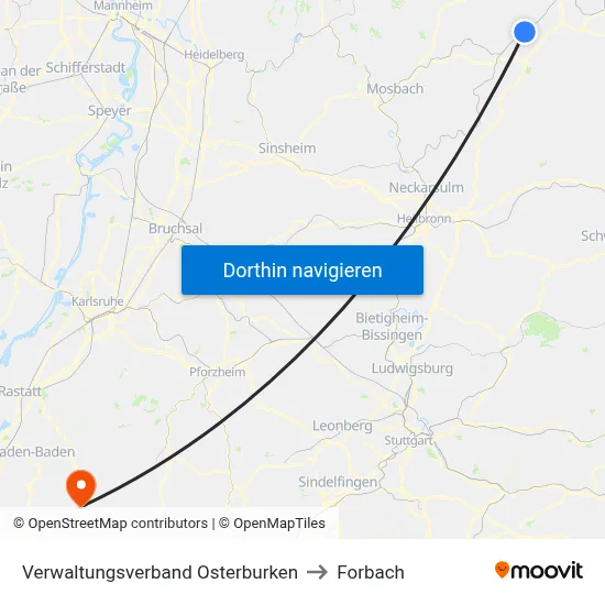 Verwaltungsverband Osterburken to Forbach map