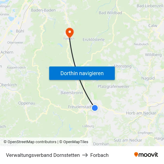Verwaltungsverband Dornstetten to Forbach map