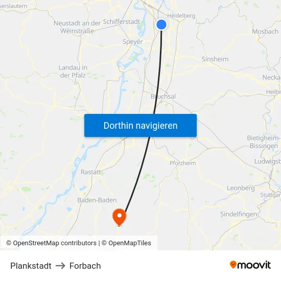 Plankstadt to Forbach map