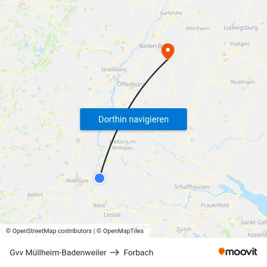 Gvv Müllheim-Badenweiler to Forbach map