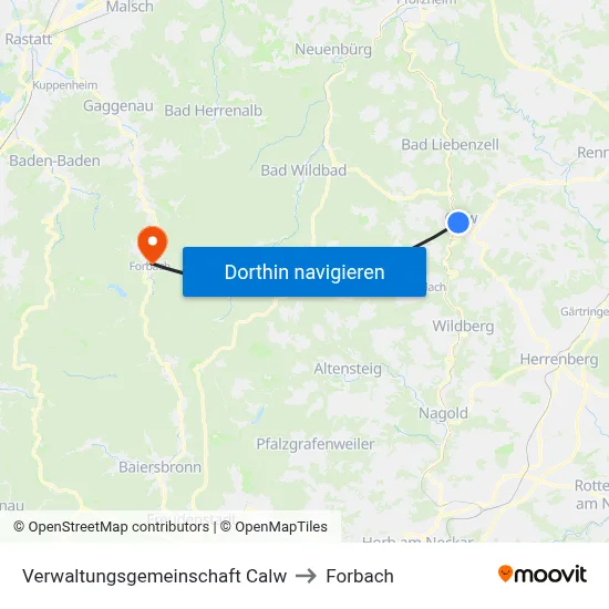 Verwaltungsgemeinschaft Calw to Forbach map