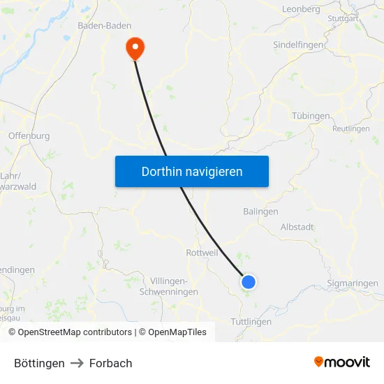 Böttingen to Forbach map