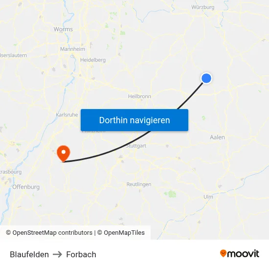 Blaufelden to Forbach map