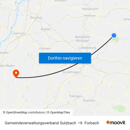 Gemeindeverwaltungsverband Sulzbach to Forbach map