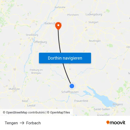 Tengen to Forbach map