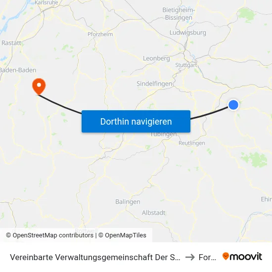 Vereinbarte Verwaltungsgemeinschaft Der Stadt Kirchheim Unter Teck to Forbach map