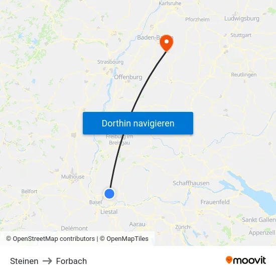 Steinen to Forbach map