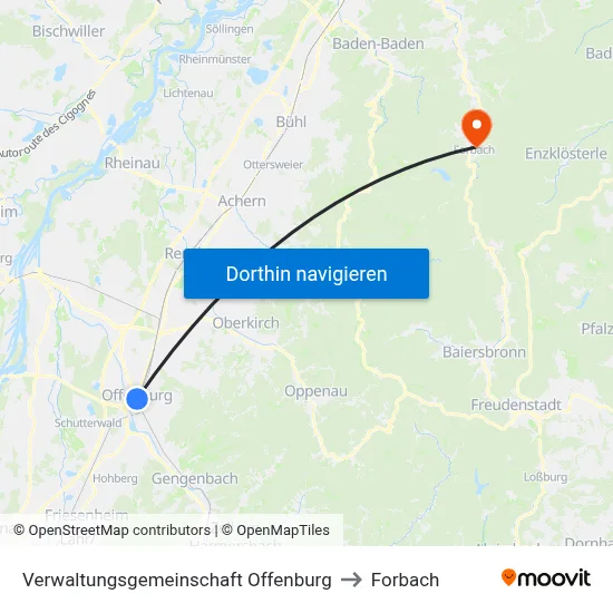 Verwaltungsgemeinschaft Offenburg to Forbach map