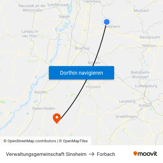 Verwaltungsgemeinschaft Sinsheim to Forbach map