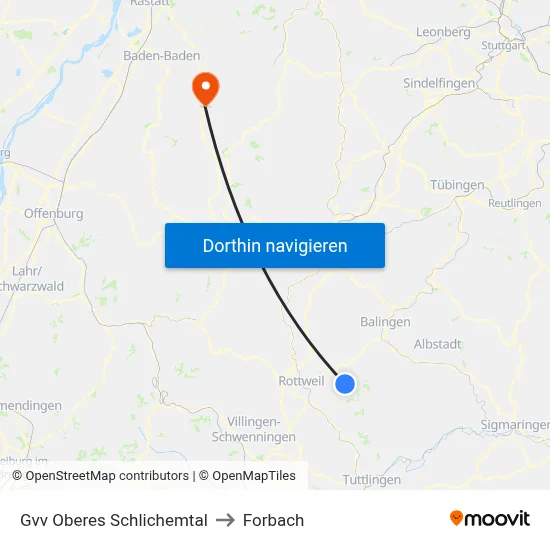 Gvv Oberes Schlichemtal to Forbach map