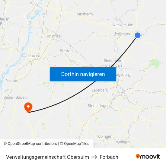 Verwaltungsgemeinschaft Obersulm to Forbach map