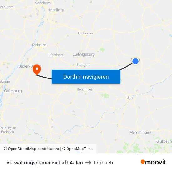Verwaltungsgemeinschaft Aalen to Forbach map