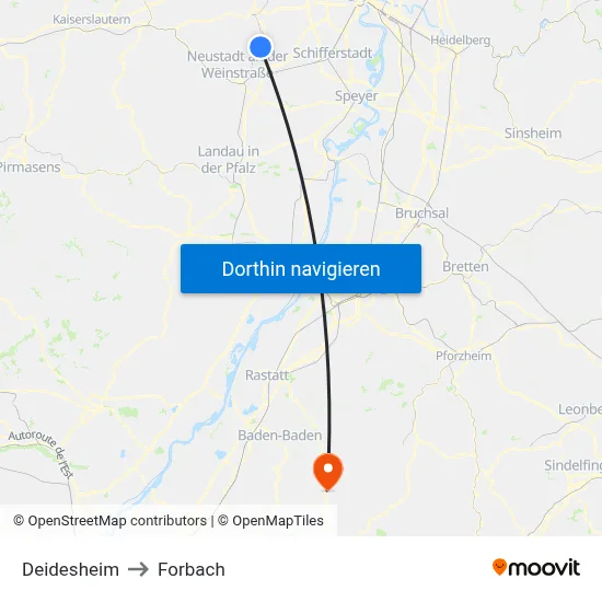 Deidesheim to Forbach map
