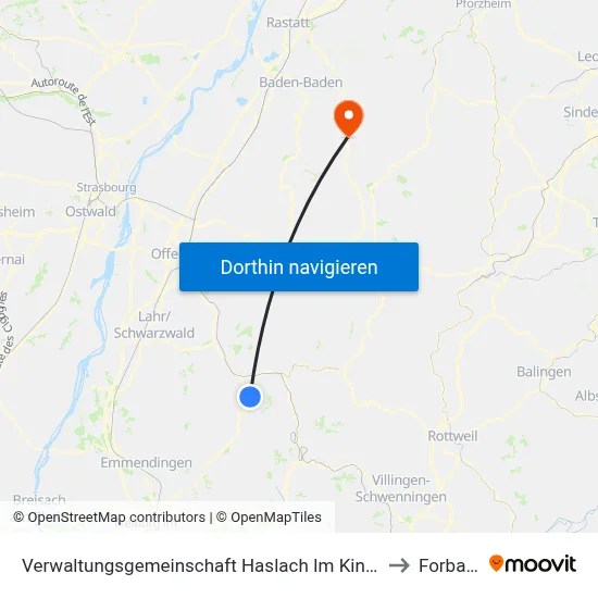 Verwaltungsgemeinschaft Haslach Im Kinzigtal to Forbach map