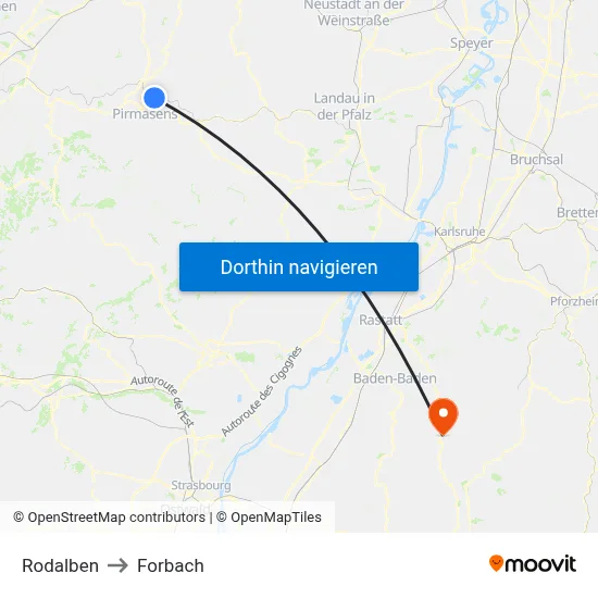 Rodalben to Forbach map