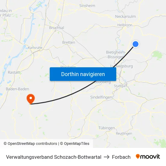 Verwaltungsverband Schozach-Bottwartal to Forbach map