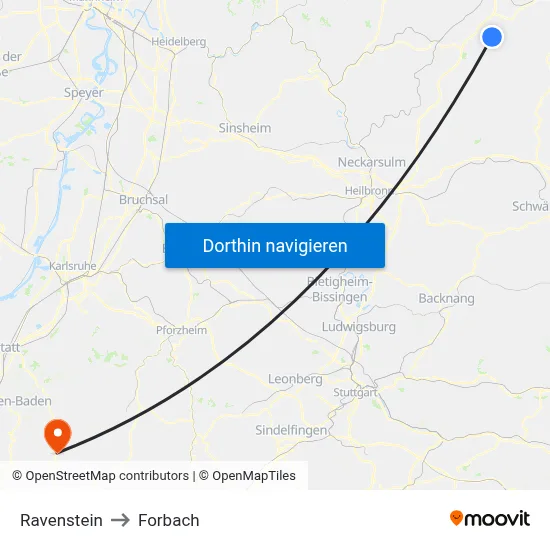 Ravenstein to Forbach map